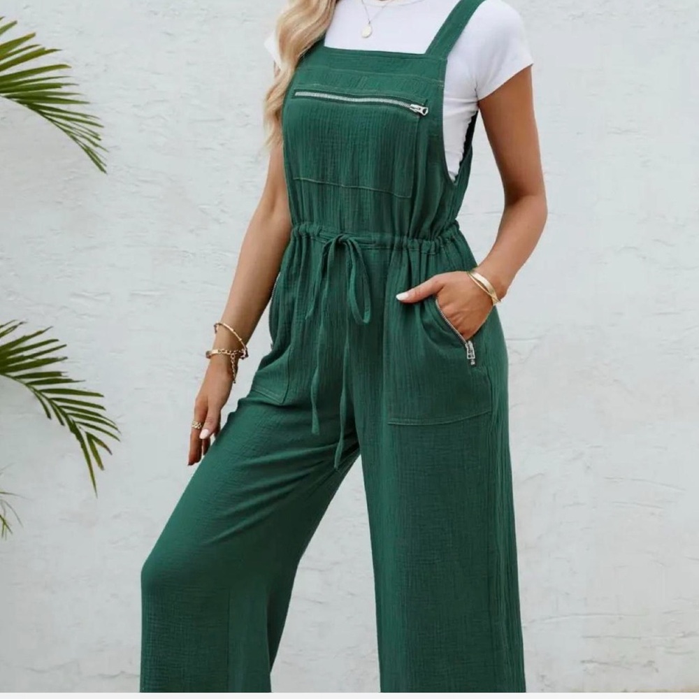 Brand new with tags Green Linen Jump Suit with pockets multiple sizes